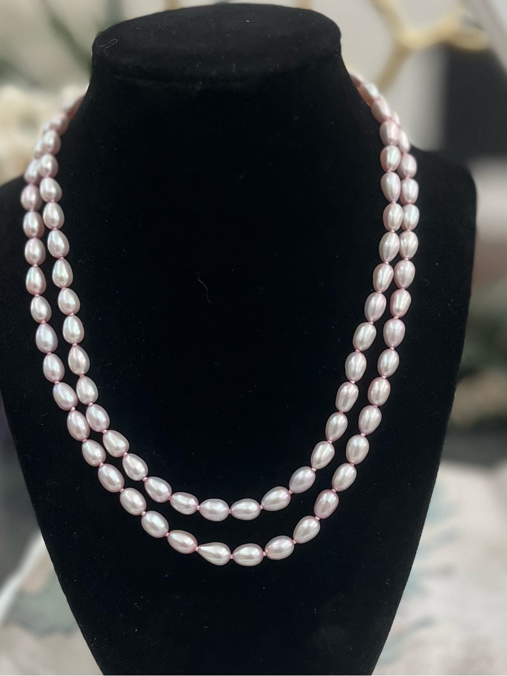 Brand New! Vintage Sterling Silver 5mm Pink Freshwater Pearls Necklace 35”